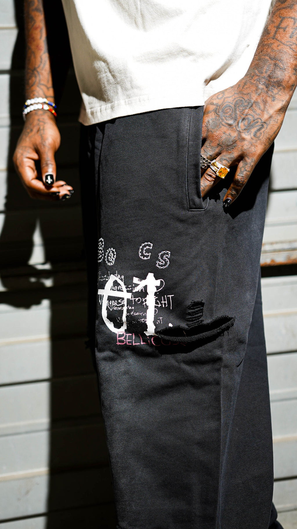 01 RHINESTONE SWEATPANTS